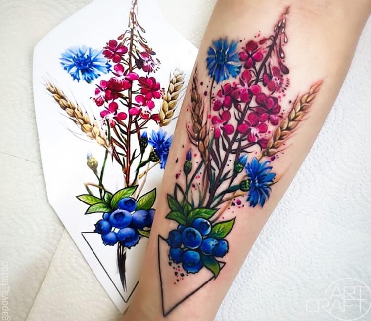 Bunch of flowers, tattoo by Anastasia Agapova | Post 31131