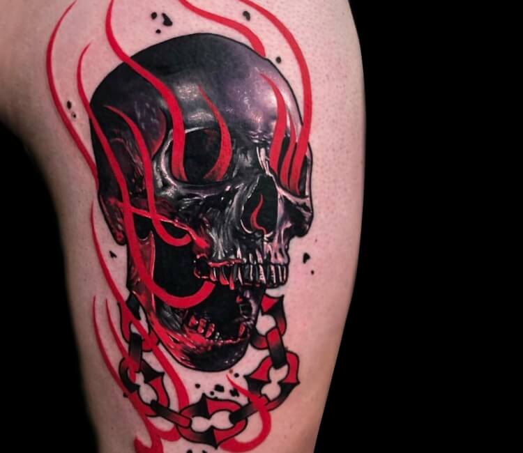 WorldTattooGallerycom  Skull tattoo by  Angel De La Concha