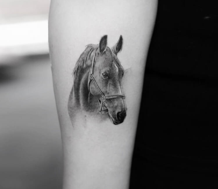 Pretty Simple Horse Tattoo | Horse tattoo, Neck tattoos women, Cowboy  tattoos