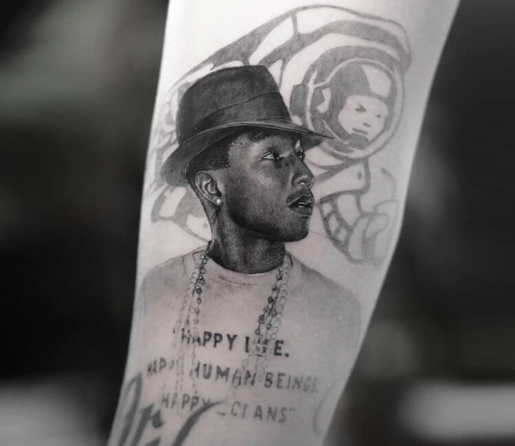 pharrell tattoos before and after