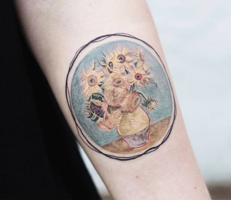 Sunflowers  Vincent Van Gogh   Van gogh tatuaje Tatuaje vida Tatuajes  de arte corporal