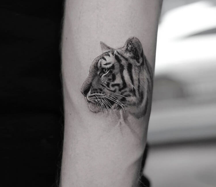 Tiger head tattoo by Ben Tats | Post 31429