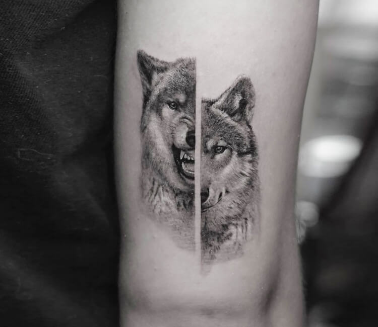 1pc Vintage Forest Wolf & Moon Temporary Tattoo Sticker For Body Art,  Suitable For Men And Women's Arm And Thigh | SHEIN