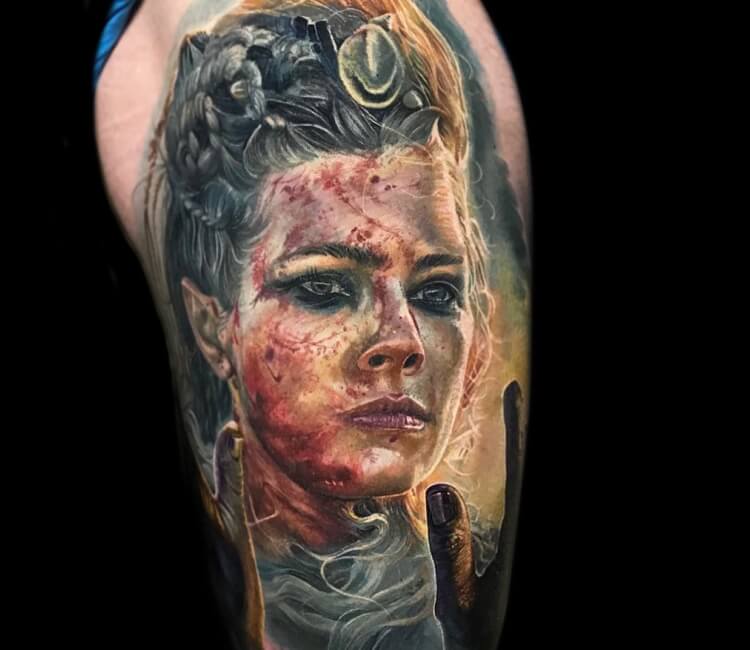 Tattoo  art by Dragos Stancescu  Had fun finishing Lagertha the shield  maiden from Vikings full sleeve in progress Follow me for more art on my  Artist Page httpsmfacebookcomdragostattooart or via