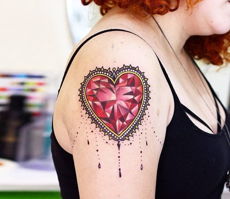 diamond heart tattoo drawing