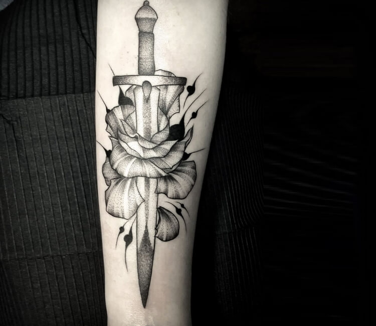 dagger and rose tattoo