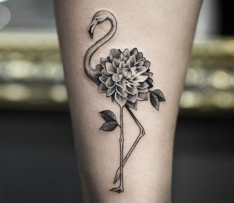 flamingo heart tattoo