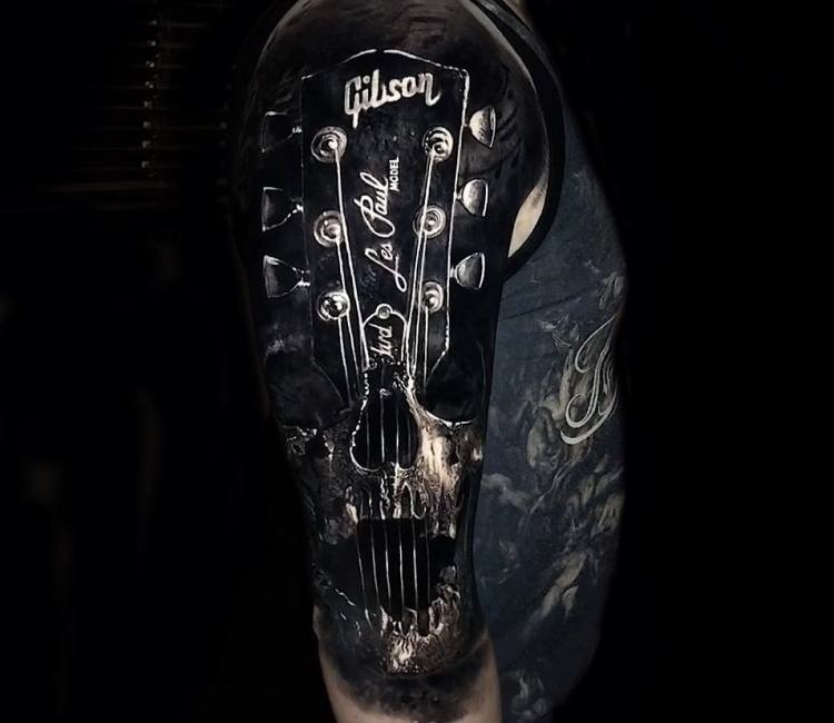 Skull and Guitar Tattoo by Teneile Napoli TattooNOW