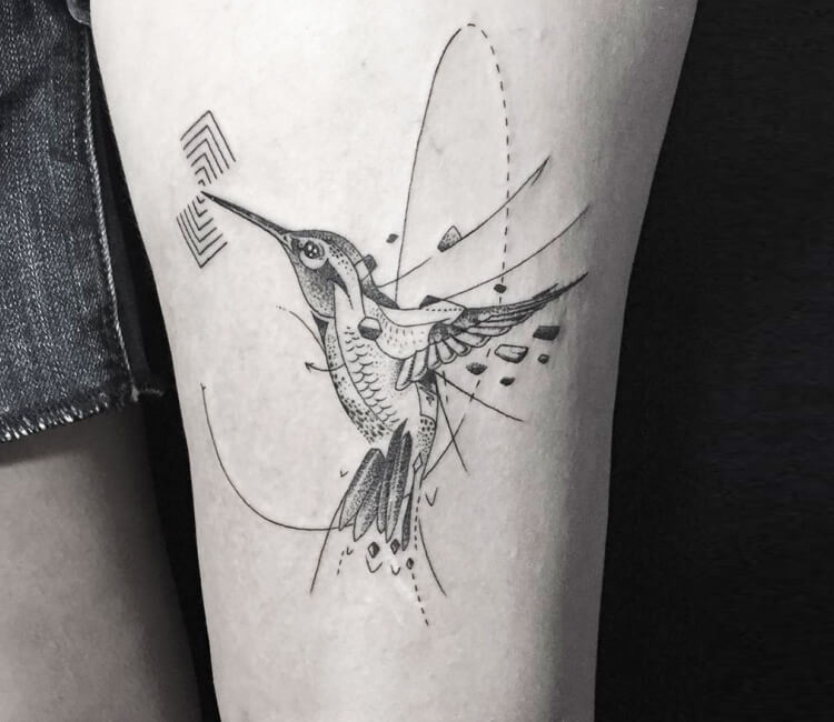 Little Tattoos — Two illustrative hummingbirds on Jonni's right...