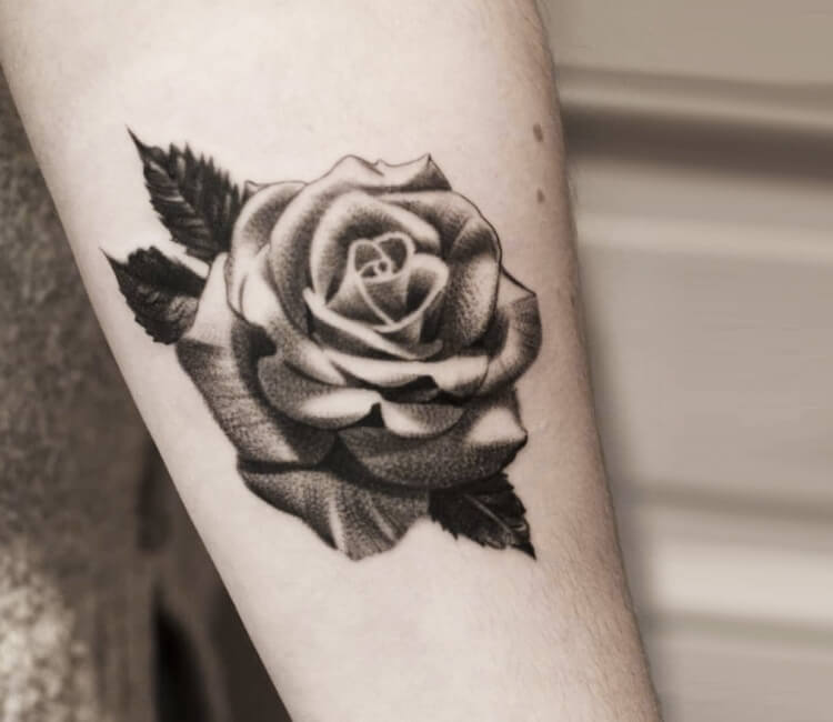 Black and Grey Single Rose Tattoo  Love n Hate