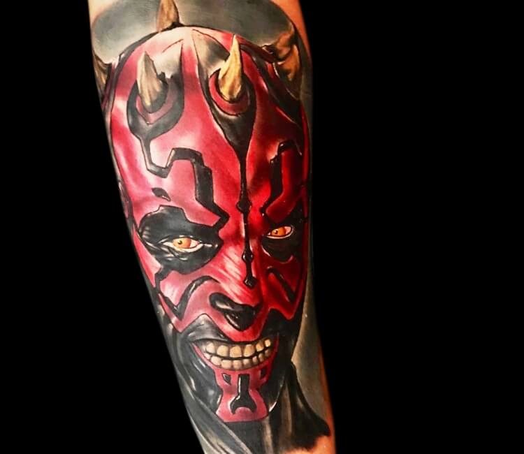 Darth Maul Star Wars movie realistic tattoo JackArt Tattoo. 
