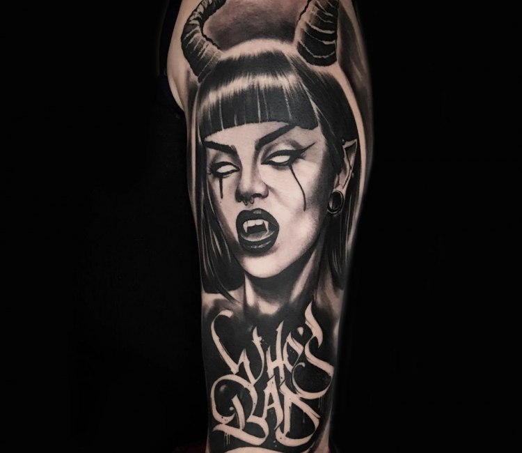 Vampire Girl and Old Vampire with 3 Eyes Tattoo  z Tattoo Geek  Ideas for  best tattoos