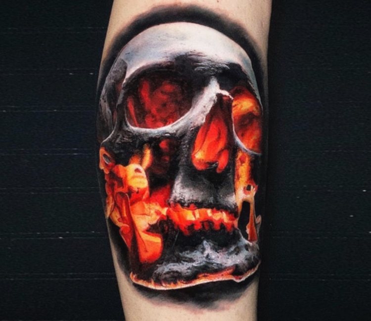 Tattoo uploaded by Orla  Sick black  grey realistic skull tattoo   Tattoodo