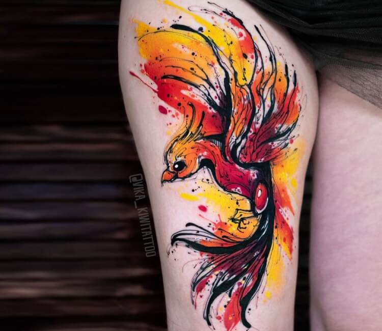 Tattoo uploaded by Nik Firestarter • Fire chicken! . . . . #phoenix  #PhoenixTattoo #FireBird #ColorTattoo #bird #BirdTattoo #red #fire  #EternalLife #tattoos #BodyArt #BodyMod #modification #ink #art  #QueerArtist #QueerTattooist #MnArtist #MnTattoo ...