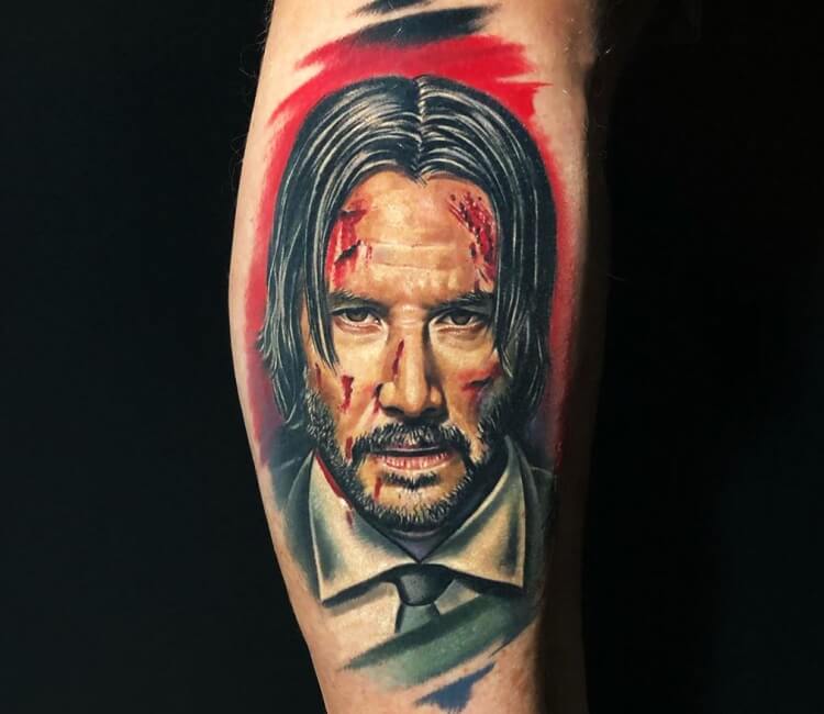 I got one of Johnnys tattoos I think it pairs nicely with my John Wick  portrait Im so happy with it  rcyberpunkgame