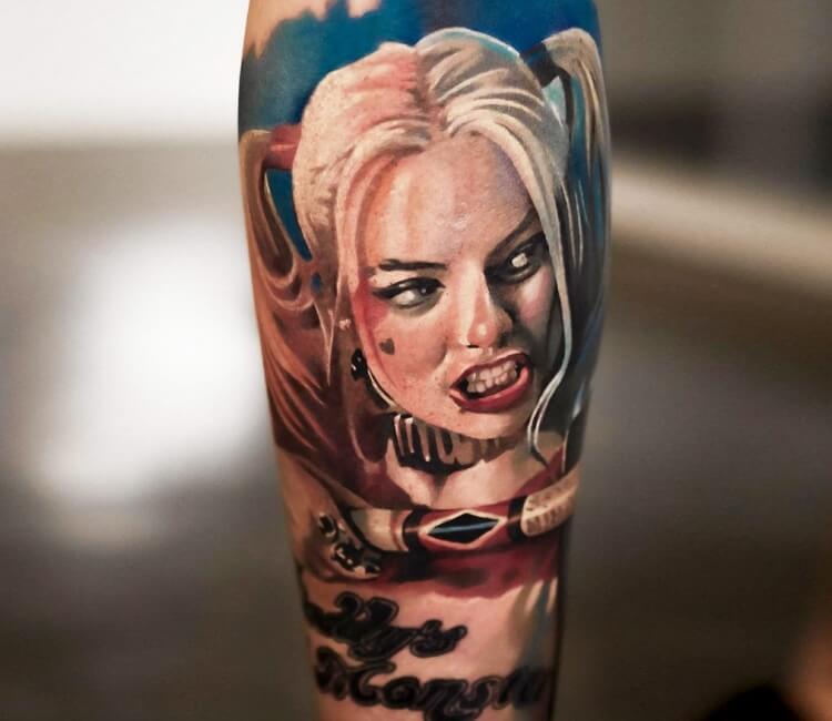 Color portrait Harley Quinn by Brent Severson TattooNOW