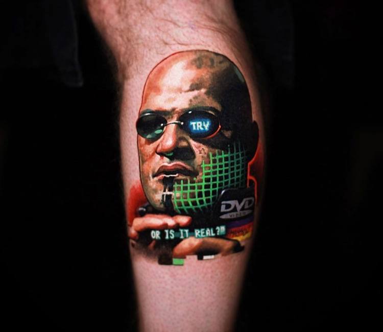 Full color realistic Agent Smith portrait from the Matrix tattoo by Evan  Olin  Tattoos