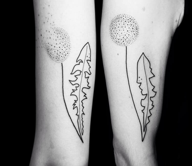 dandelion black and white tattoo