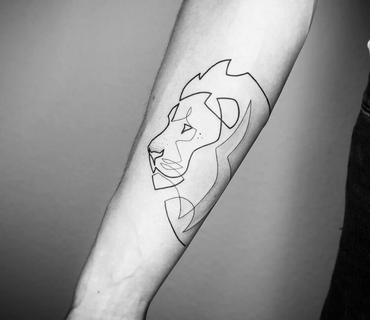 simple lion face tattoo