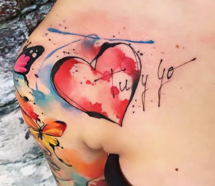 Sioou watercolor heart Tattoo