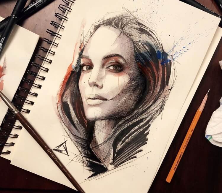 Angelina Jolie Drawing Pic  Drawing Skill