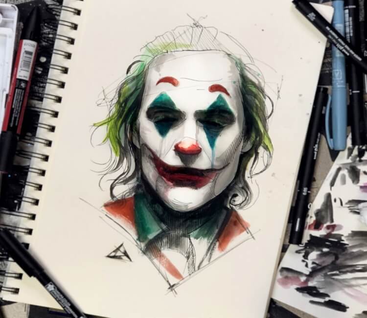 Download Joker Drawing Black And White Wallpaper | Wallpapers.com