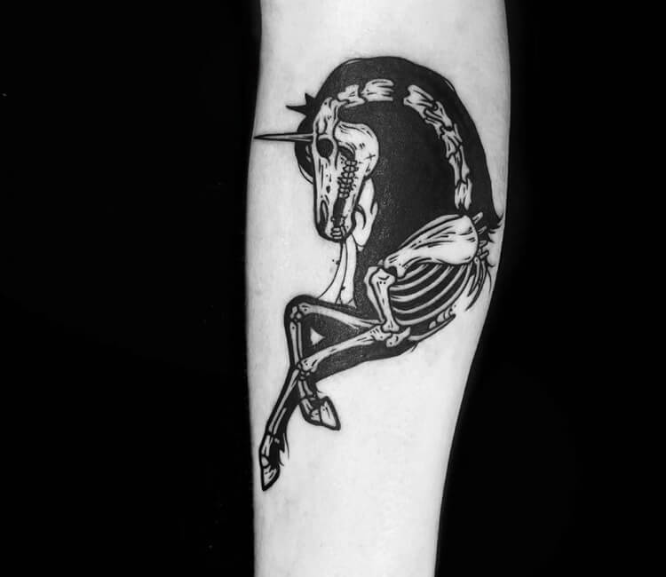 dark unicorn tattoo