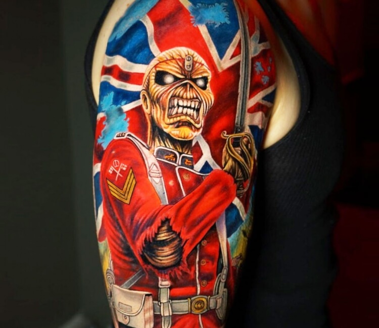 PowerLine Tattoo  Tattoos  Evan Olin  Realistic Iron Maiden Eddie  tribute tattoo