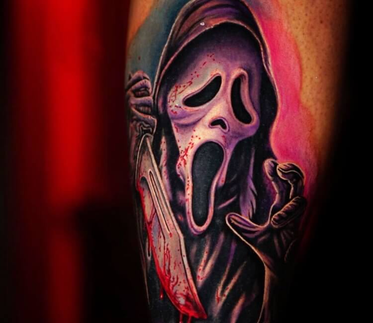 Scream movie mask tattoo by Ruben Barahona | Photo 32181