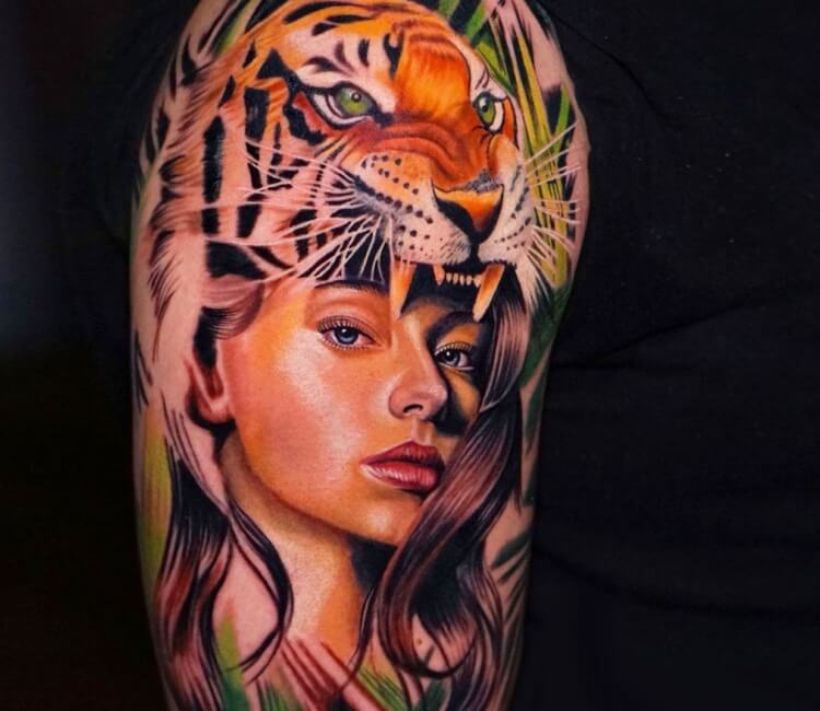Tiger girl tattoo by Ruben Barahona | Post 32119