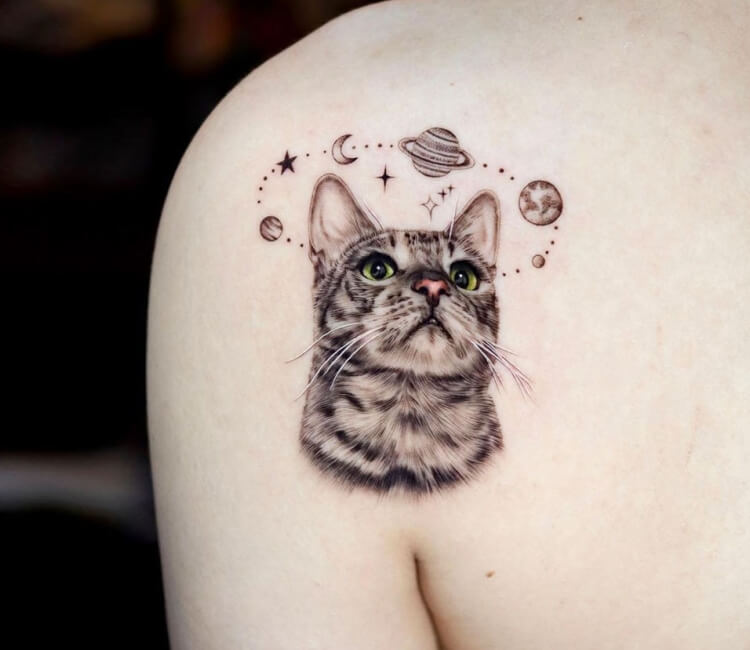 Cool Halloween Cat Temporary Tattoo Stickers Clock Half Arm - Temu