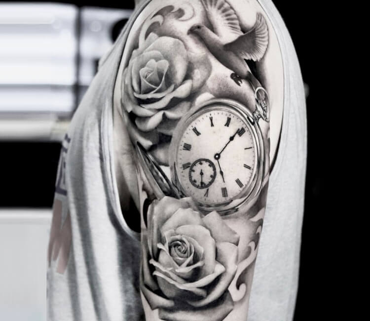 Roses and Clock• for Michele... - Black Rose Tattoo Studio | Facebook