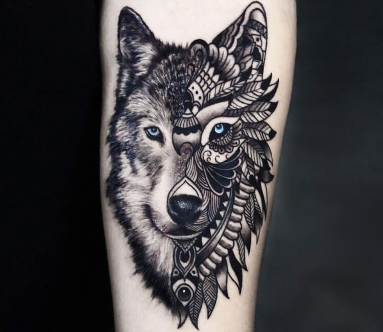blackandgrey #wolf #wolfhead #tattoo Greeting Card by Chris Lombardi