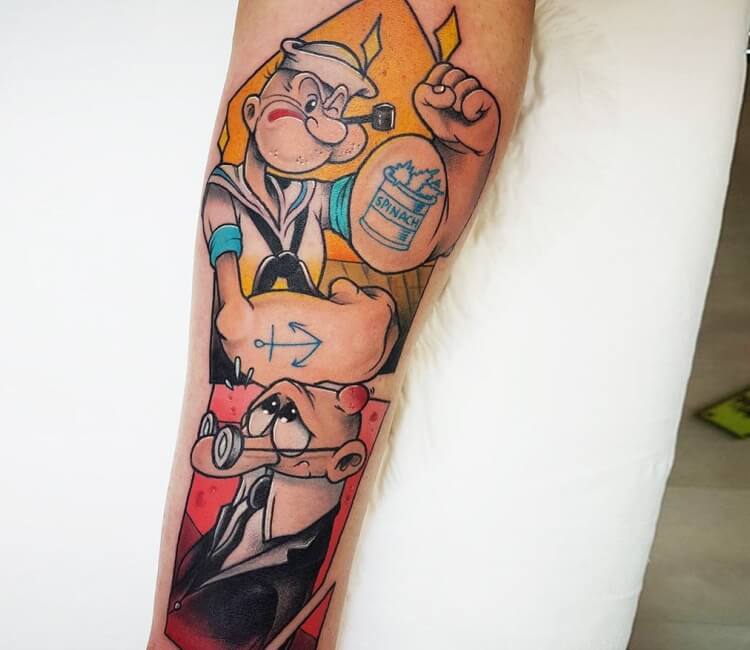 He's strong to the finich, cause he eats his spinach, he's Popeye the  Sailor Man! 💪🥬 Check out this super fun #Popeye tattoo from… | Instagram