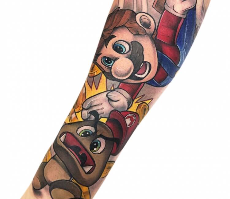 Super Mario tattoo design on arm  Gaming tattoo Super mario tattoo Mario  tattoo
