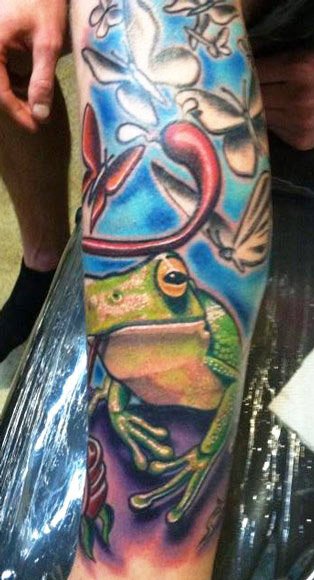 Tattoo uploaded by Tattoodo • Tengu frog tattoo by Teide #Teide  #frogtattoos #color #irezumi #Japanese #surreal #mashup #yokai #folklore # frog #animal #amphibien #smoke #nature #weird • Tattoodo