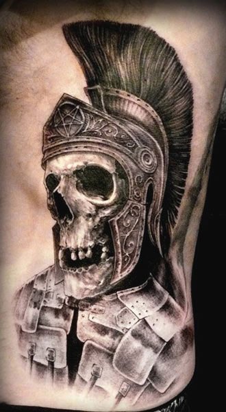 spartan helmet skull tattoo