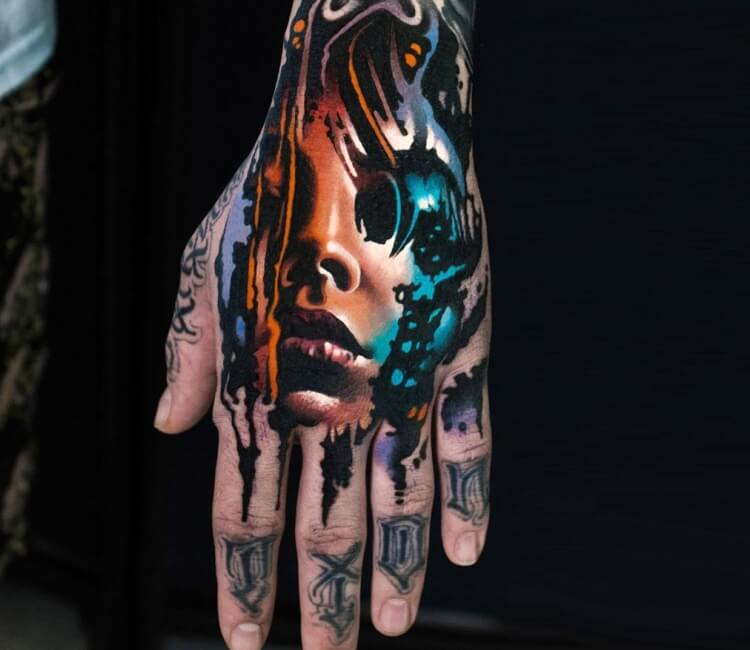Face Hand Tattoo