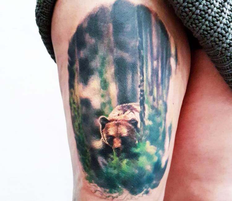 Bear  Trees Hand  Arm Piece