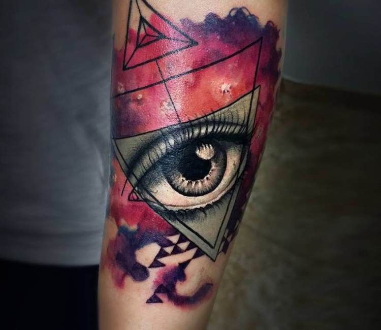 Tattoo uploaded by Davey Graham • Tiny lil black and grey eye in a crown of  thorns on a inner bicep • Tattoodo