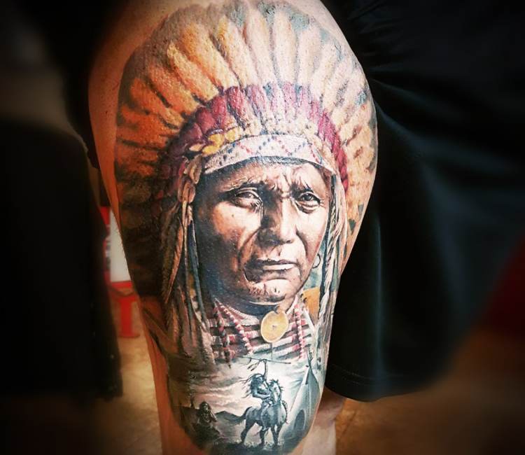 Tattoo uploaded by StefK • American indian with american bald eagle India  americana amb àliga calva americana • Tattoodo