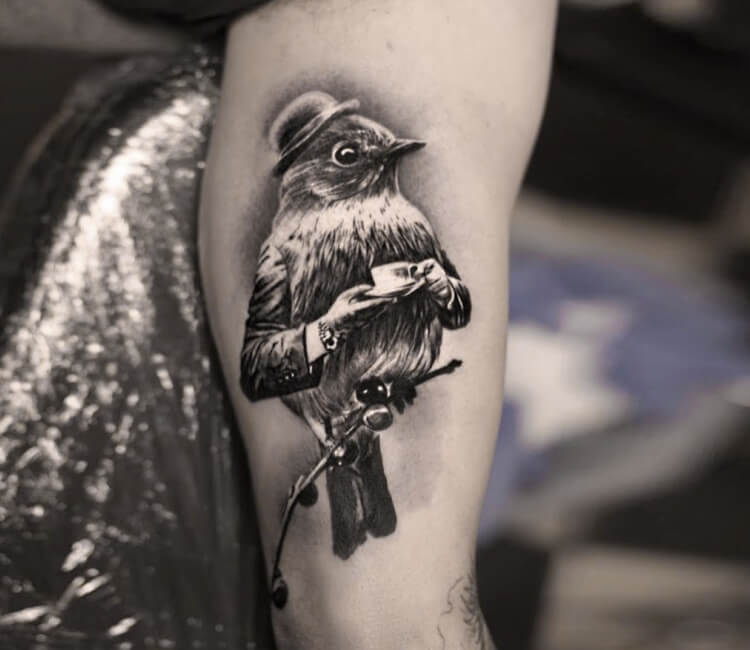 Shoulder Realistic Bird Tattoo by Piranha Tattoo Studio