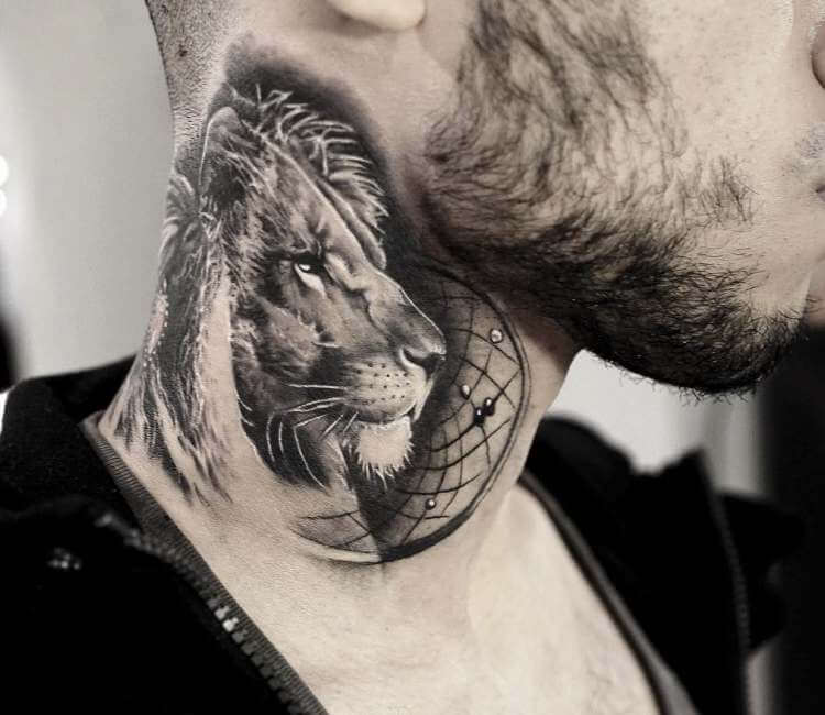 33 Impressive Lion Neck Tattoos