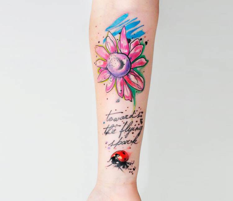 gerbera daisy watercolor tattoo