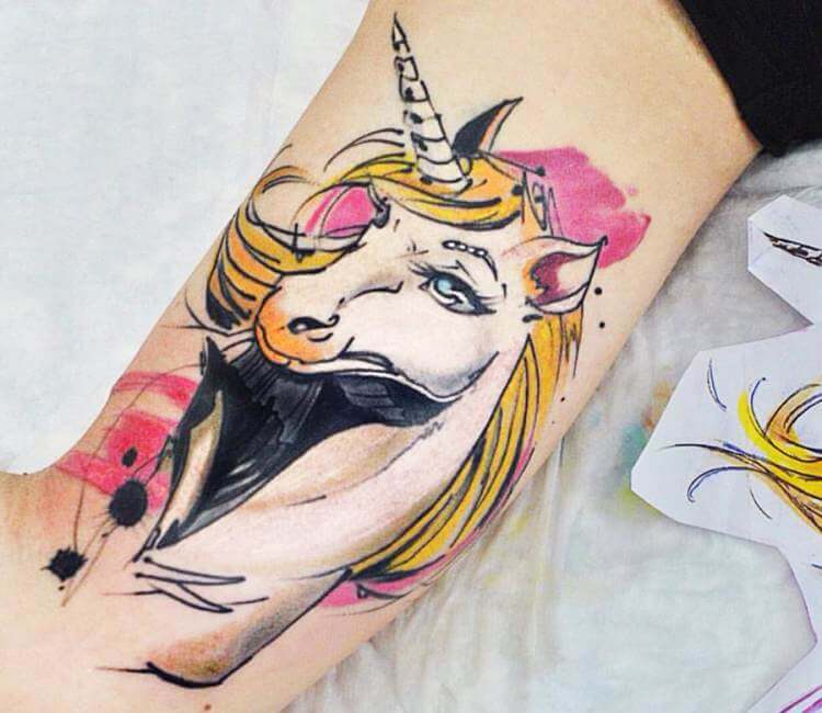Unicorn Tattoo Sketch Color Unicorn Tattoo Design Unicorn Fl - Inspire  Uplift