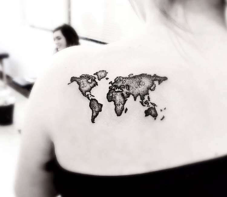 globe map tattoo