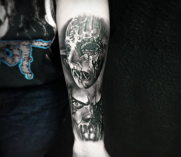 Tiny Slipknot Tribal Logo Tattoo On Leg By Darkforestwolf