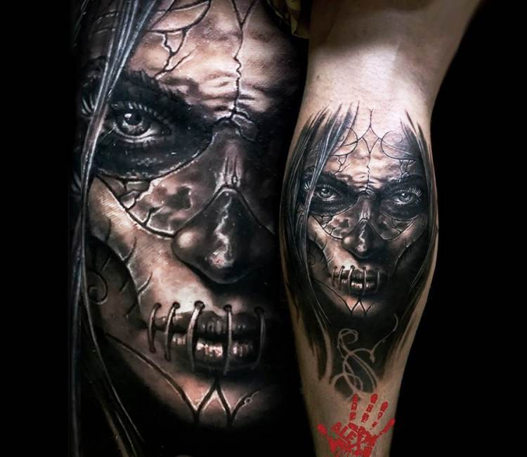 Creepy Muerte Face tattoo by Alex Noir | Post 17295