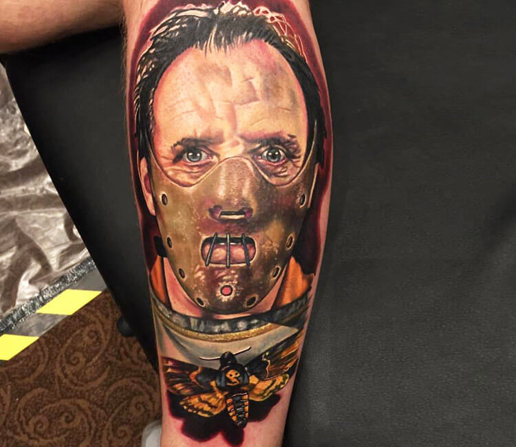 Hannibal Lecter tattoo on the left side