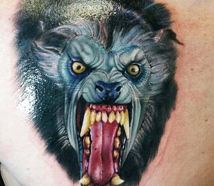 Rock of Ages Tattoos - American werewolf in London. First session. Part of  a horror movie themed cover up sleeve. by @jrocktattoos11 #ink #darkart  #artcollective #darkartists #tattoo #tattoos #tattooart  #americanwerewolfinlondon #werewolf #werewolftattoo #